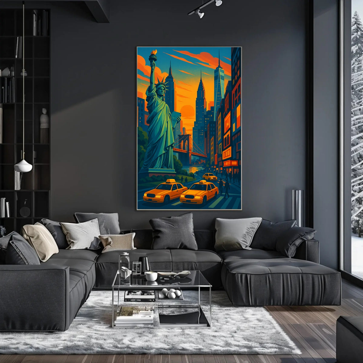 New York City Skyline Artwork Poster Modern Wall Art