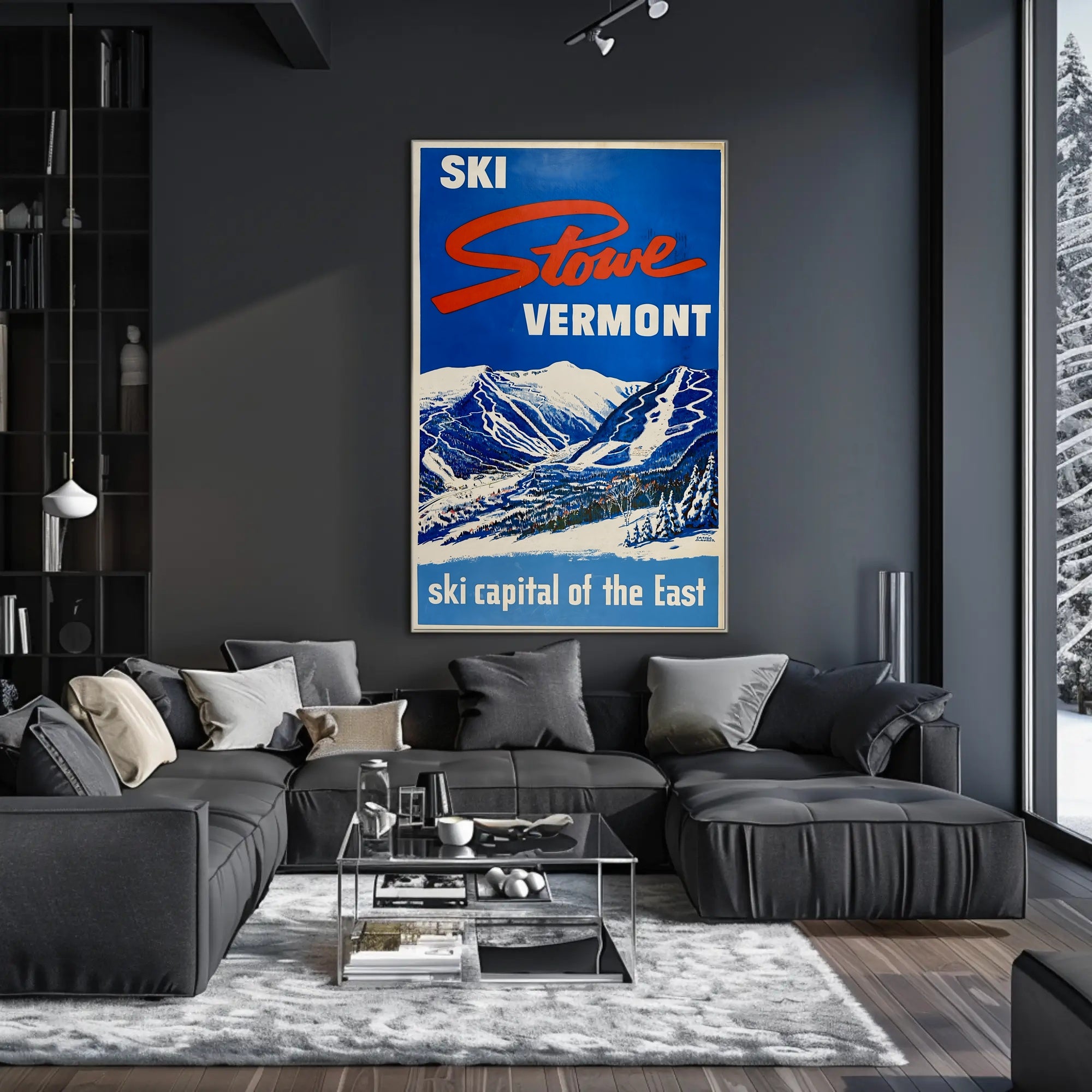 Vintage Ski Adventure in Stowe Travel Poster PosterGoat