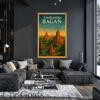 Bagan Travel Poster: Vintage Art of Timeless Beauty