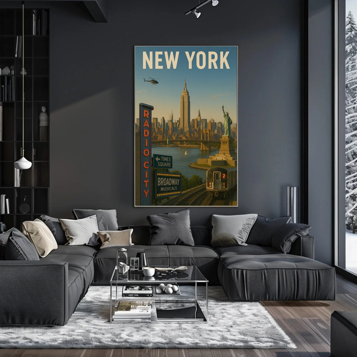 New York City Skyline Cityscape Poster Modern Wall Art