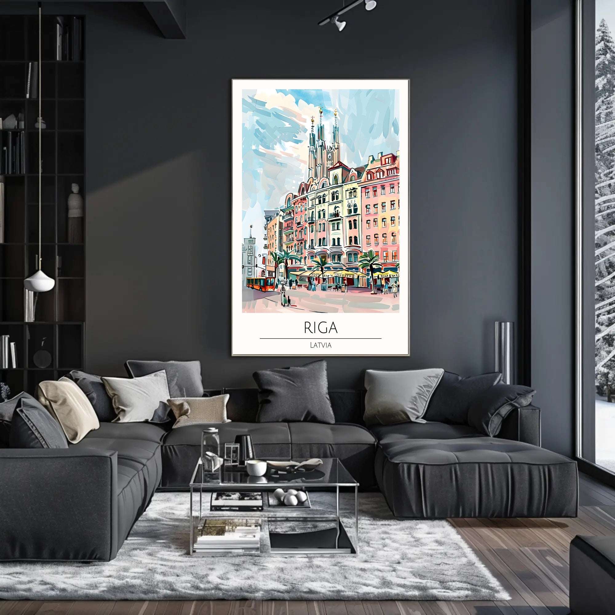 Riga Cityscape Illustration Poster PosterGoat