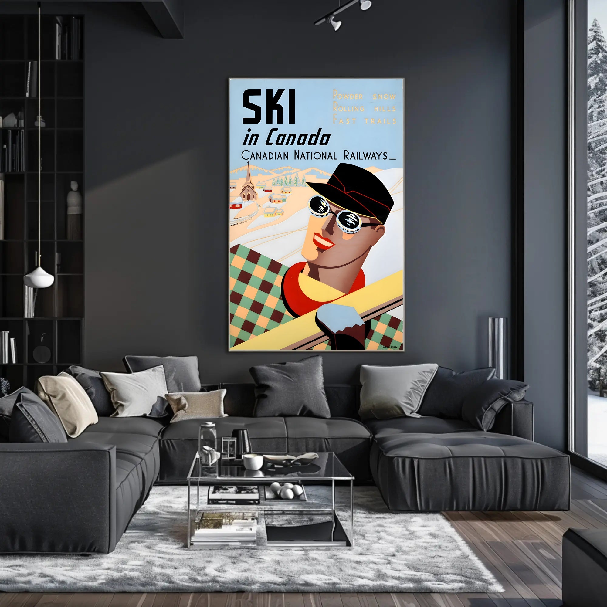 Vintage Canadian Skiing Travel Advertisement Poster PosterGoat