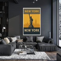 New York Skyline Silhouette Poster Vintage Wall Art