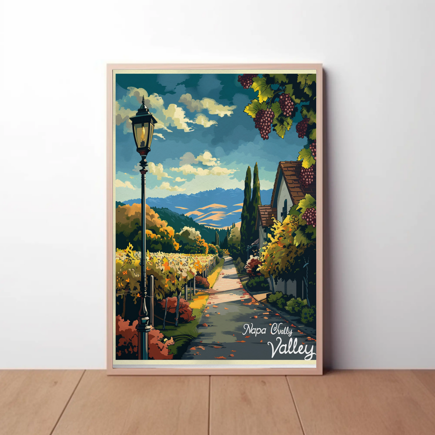 Napa Valley Vineyard Autumn Path Travel Poster