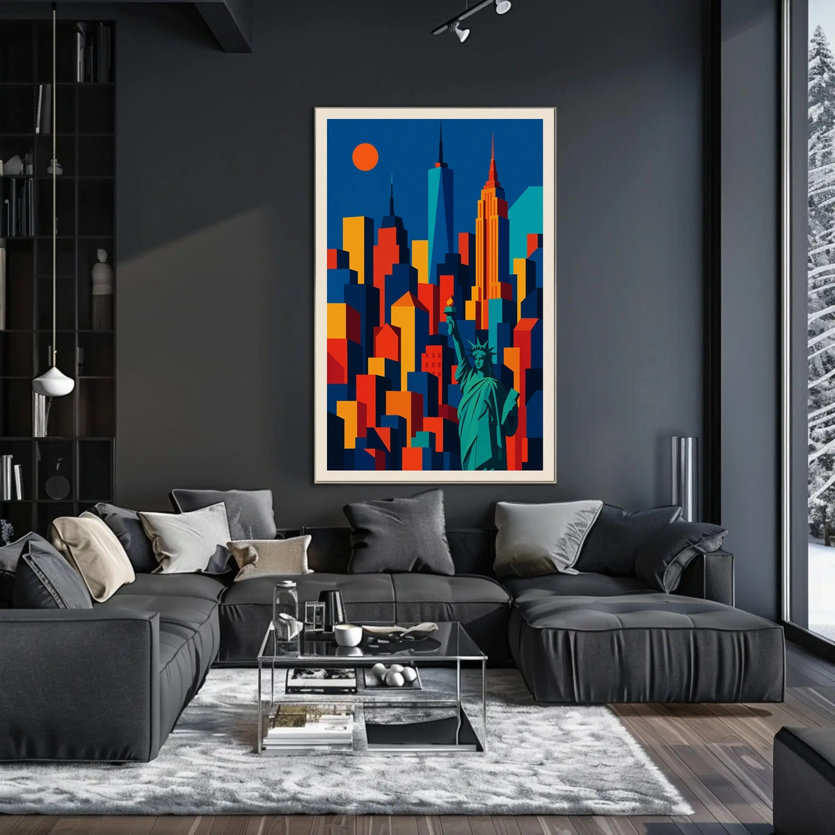 Vibrant NYC Skyline Poster For Urban Art Lovers Geometric