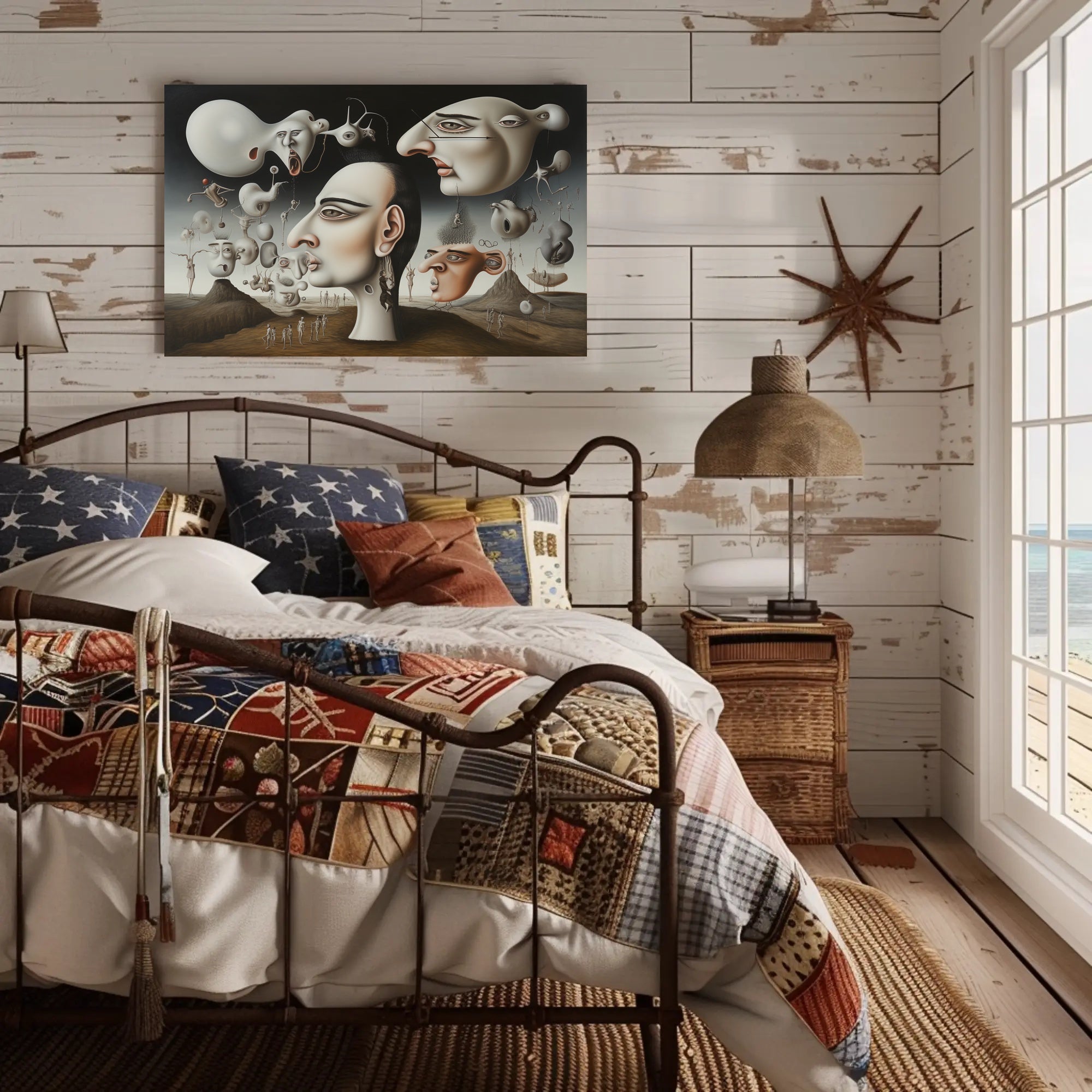 Surreal Dreamscape with Anthropomorphic Faces, Abstract or Artistic Poster