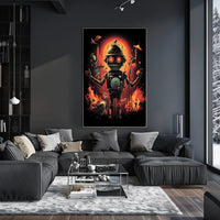 Robo Rock Revolution Poster Cyberpunk Synthesis Wall Art