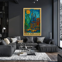 New York City Iconic Landmarks Poster Abstract Wall Art