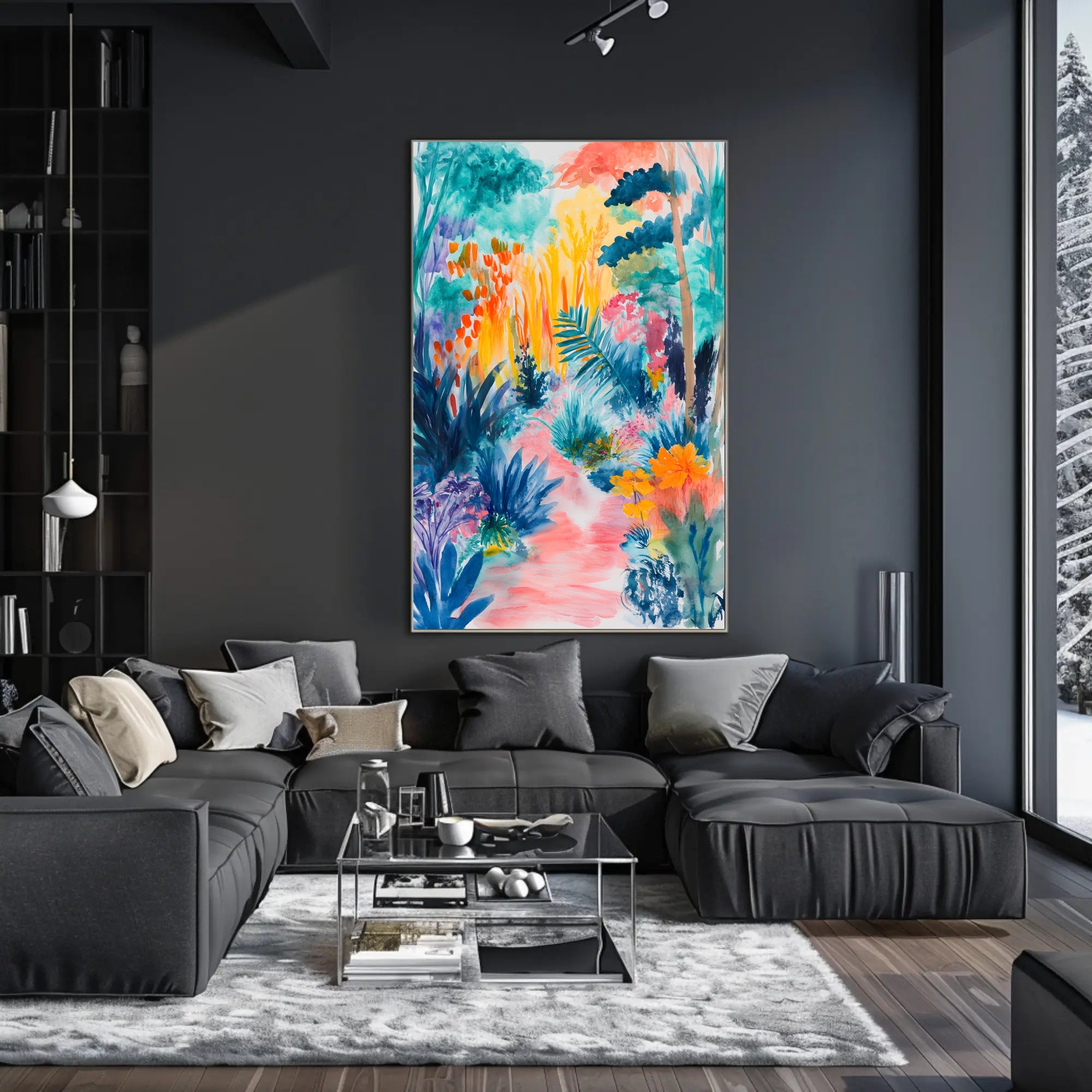 Vibrant Jungle Scene Abstract Artistic or Pop Culture Poster