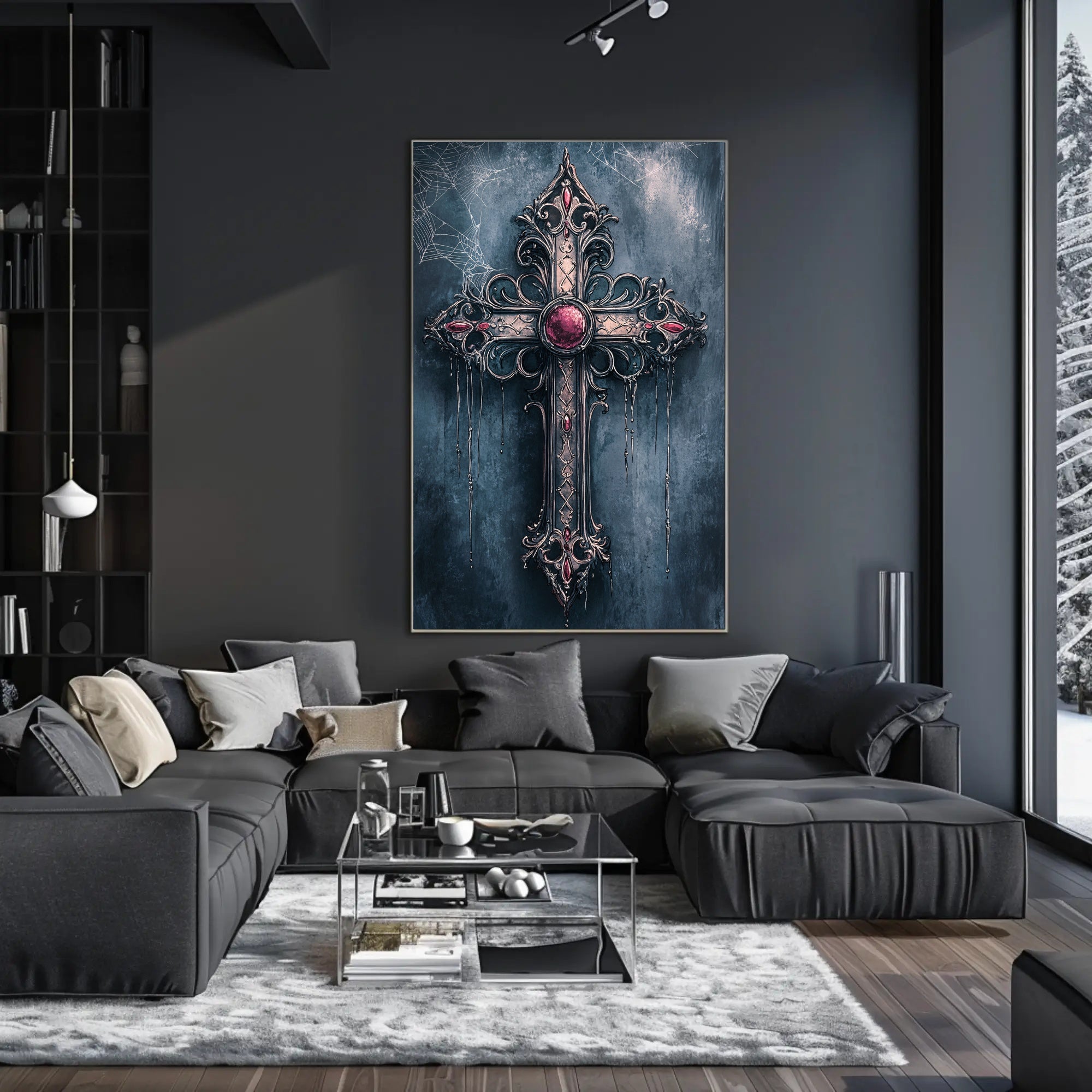 Gothic Cross With Jewels Poster