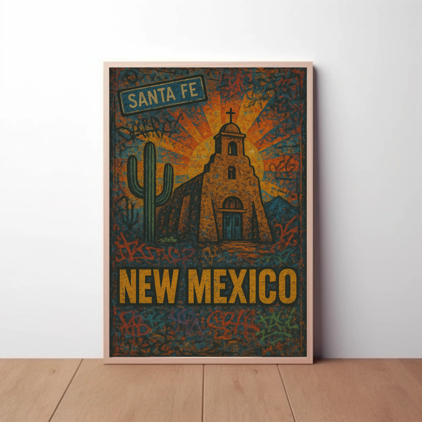 Santa Fe New Mexico Cactus Travel Poster
