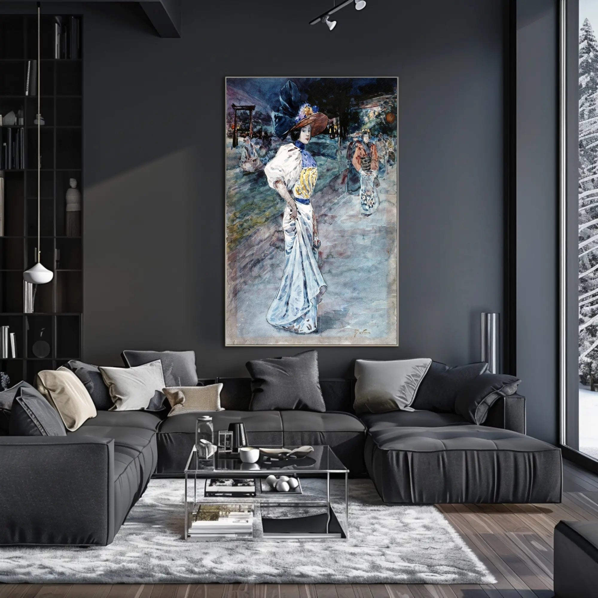 Elegance in the Evening: Cultural Fusion Watercolor Poster