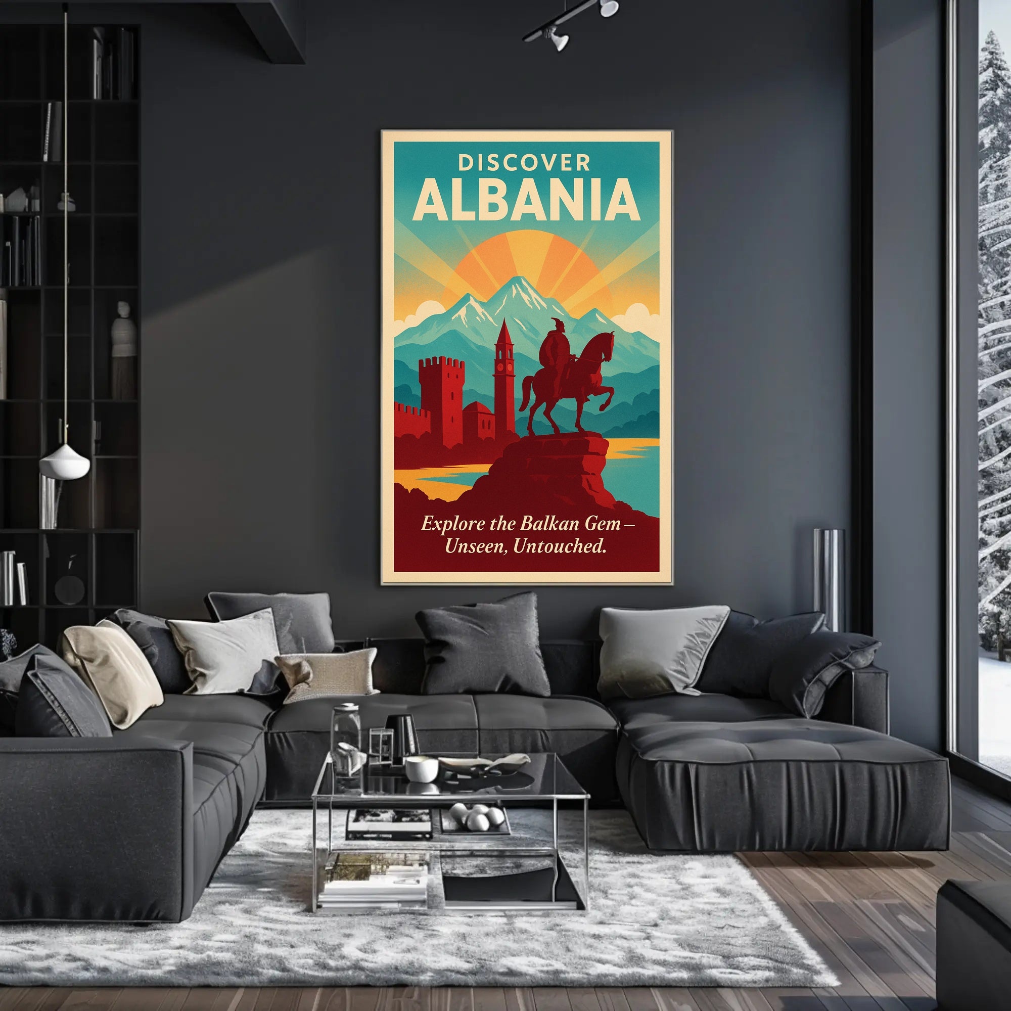 Albanian Alps Adventure Vintage Travel Poster