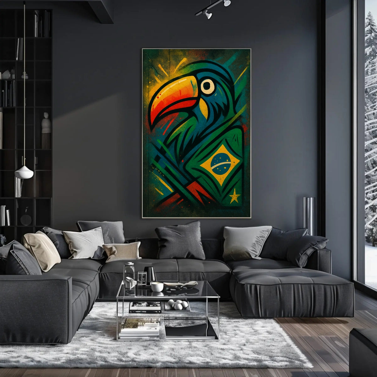 Vibrant Toucan and Brazilian Flag Poster