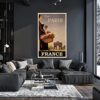 Vintage Paris Flower Girl Romance Travel Poster