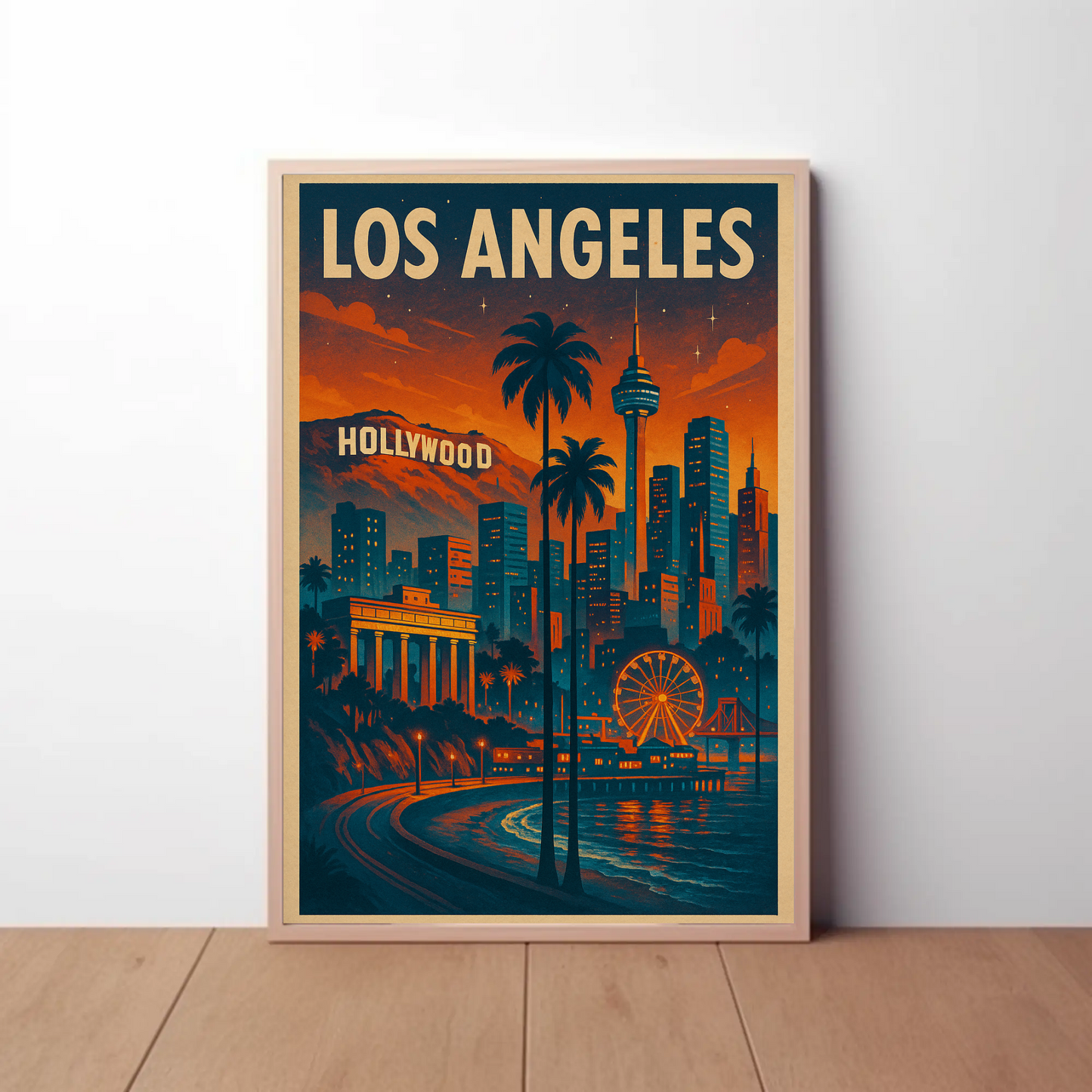 Los Angeles Hollywood Sunset Travel Poster