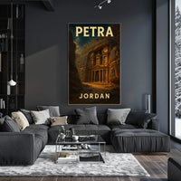 Petra Exploration Art Nouveau Vintage Travel Poster