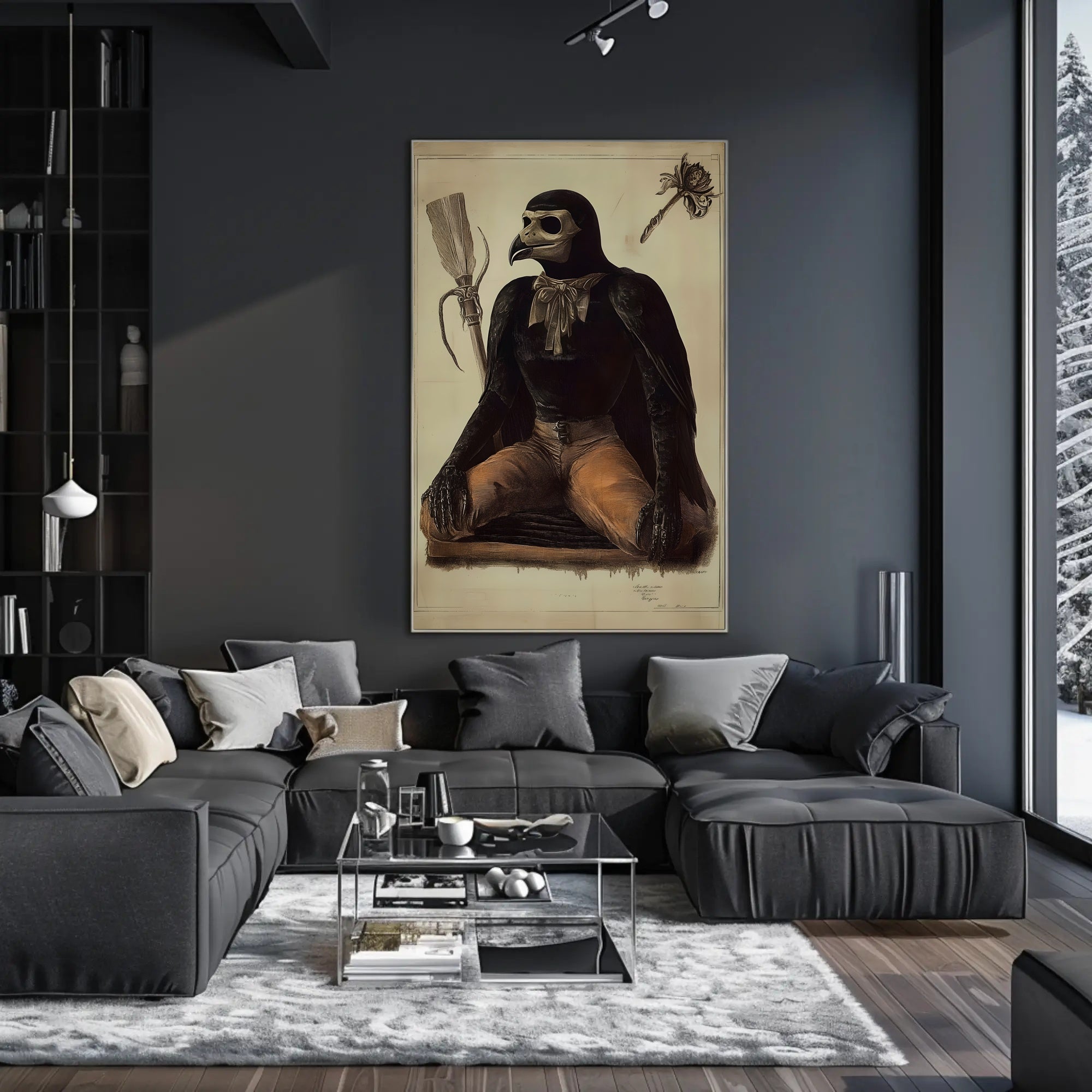 Anthropomorphic Bird Figure in Surrealistic Fantasy Mythology Poster PosterGoat