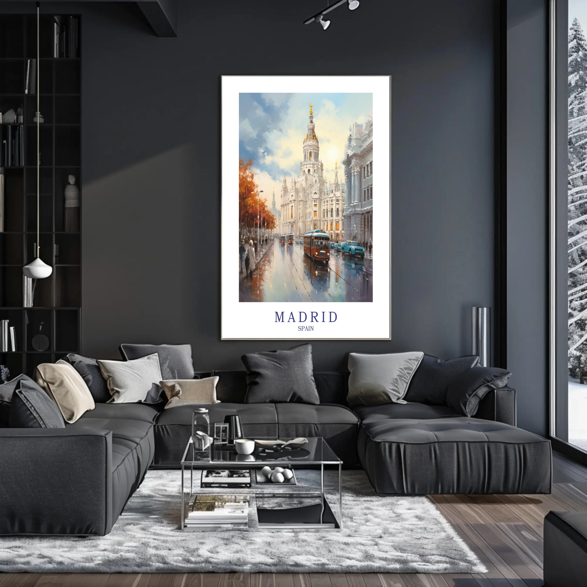 Madrid Cityscape: Impressionistic Urban Art Poster PosterGoat