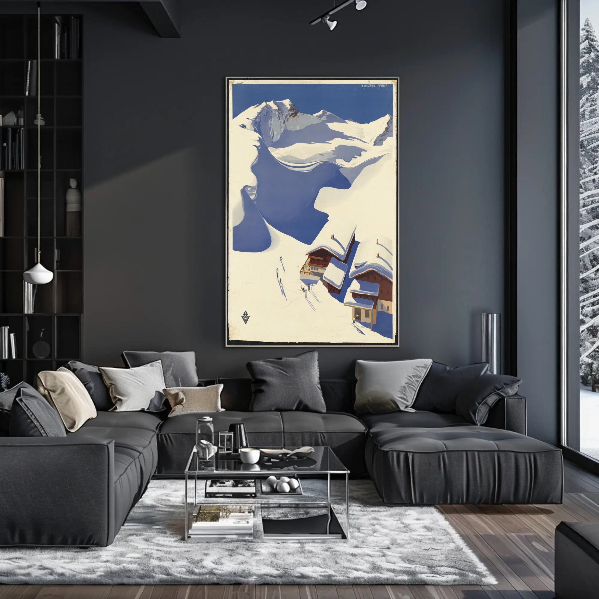 Vivid Vintage Ski Adventure in Austria Travel Poster PosterGoat