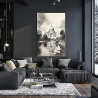 Taj Mahal Grayscale Serenity Travel Poster