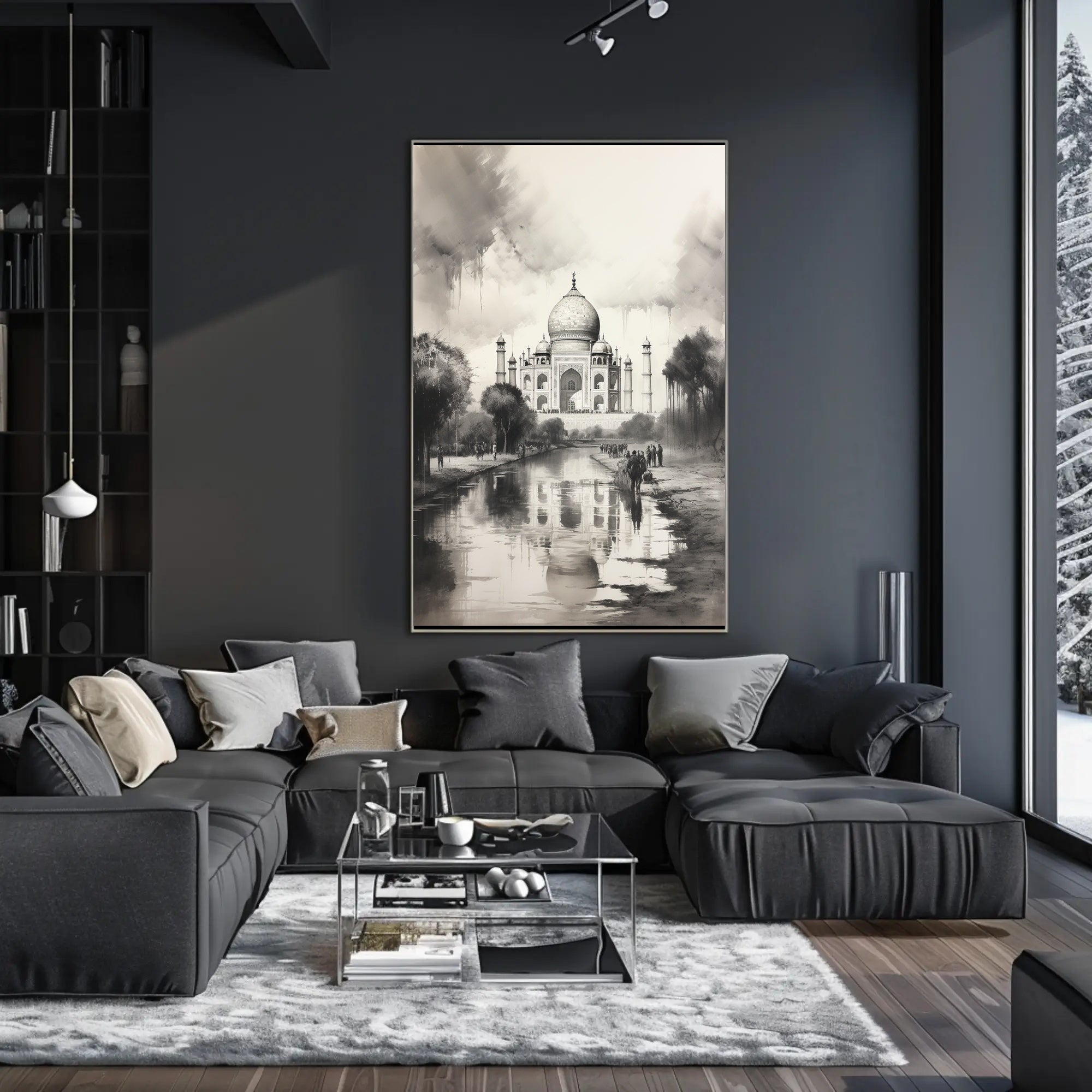 Taj Mahal Grayscale Serenity Travel Poster