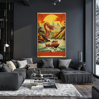 Dragon Soaring Over Serene River Poster