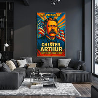 Chester A. Arthur 21st President of the United States Colorful Comic Book Style Poster
