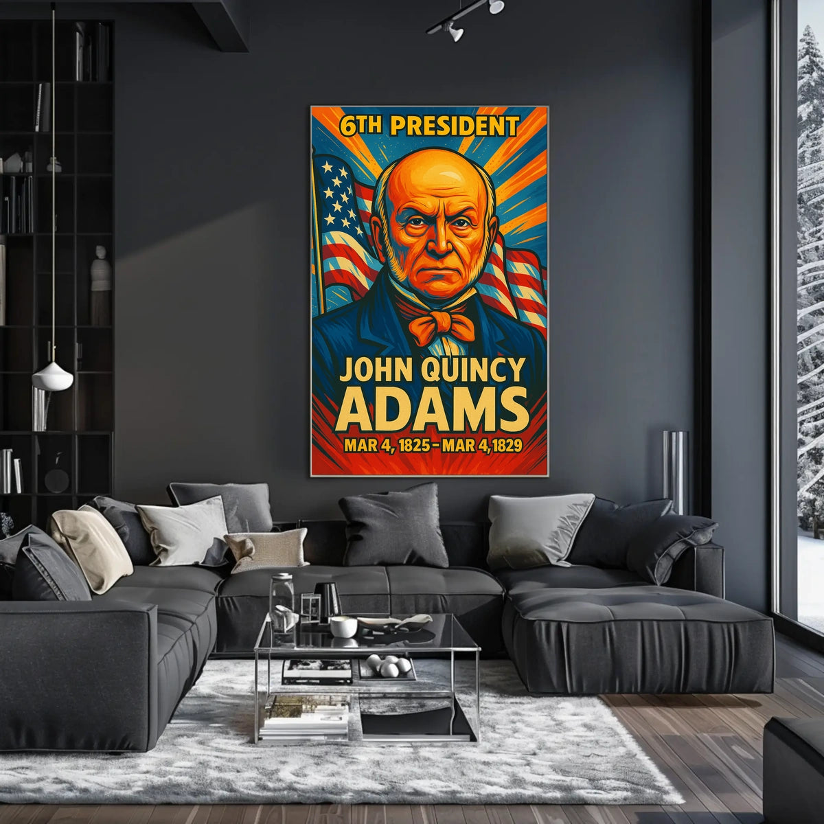 John Quincy Adams 6th President of the United States Colorful Comic Book Style Poster