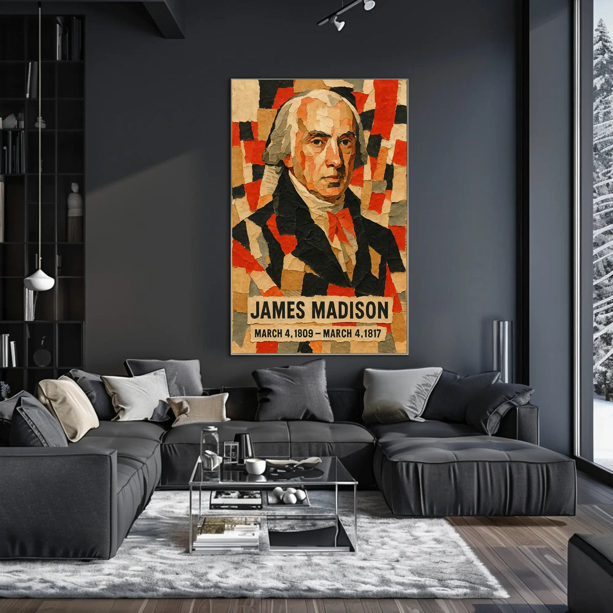 James Madison 4th President of the United States Layered paper Collage Poster