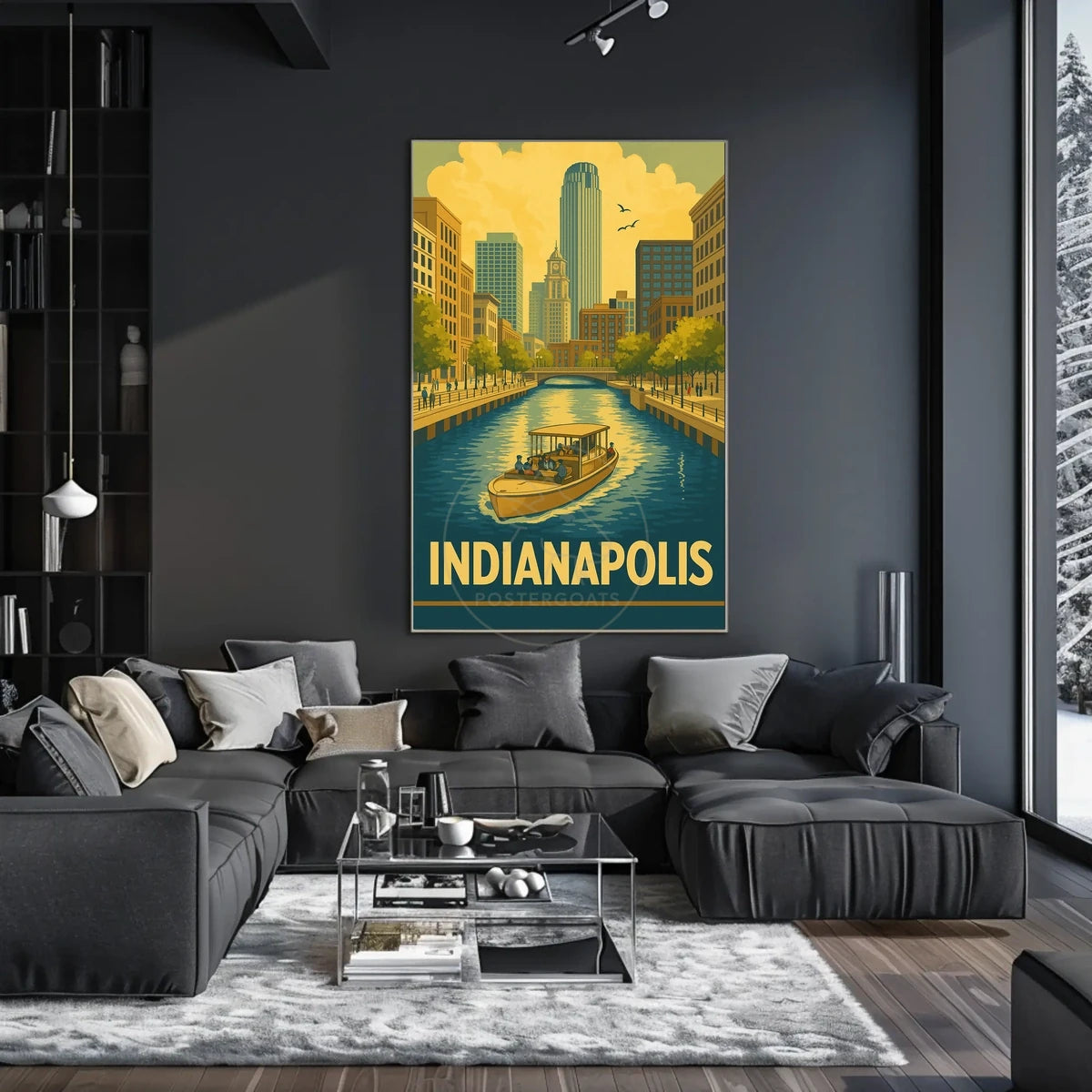 Indianapolis Skyline Vintage Travel Art Poster
