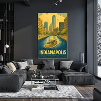 Indianapolis Skyline Vintage Travel Art Poster
