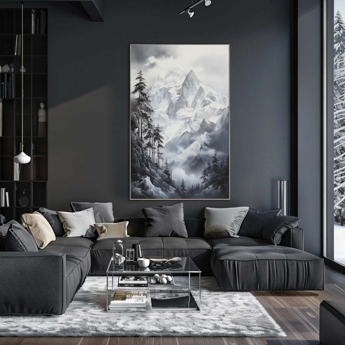 Majestic Snowy Mountainscape Scenic Art Poster