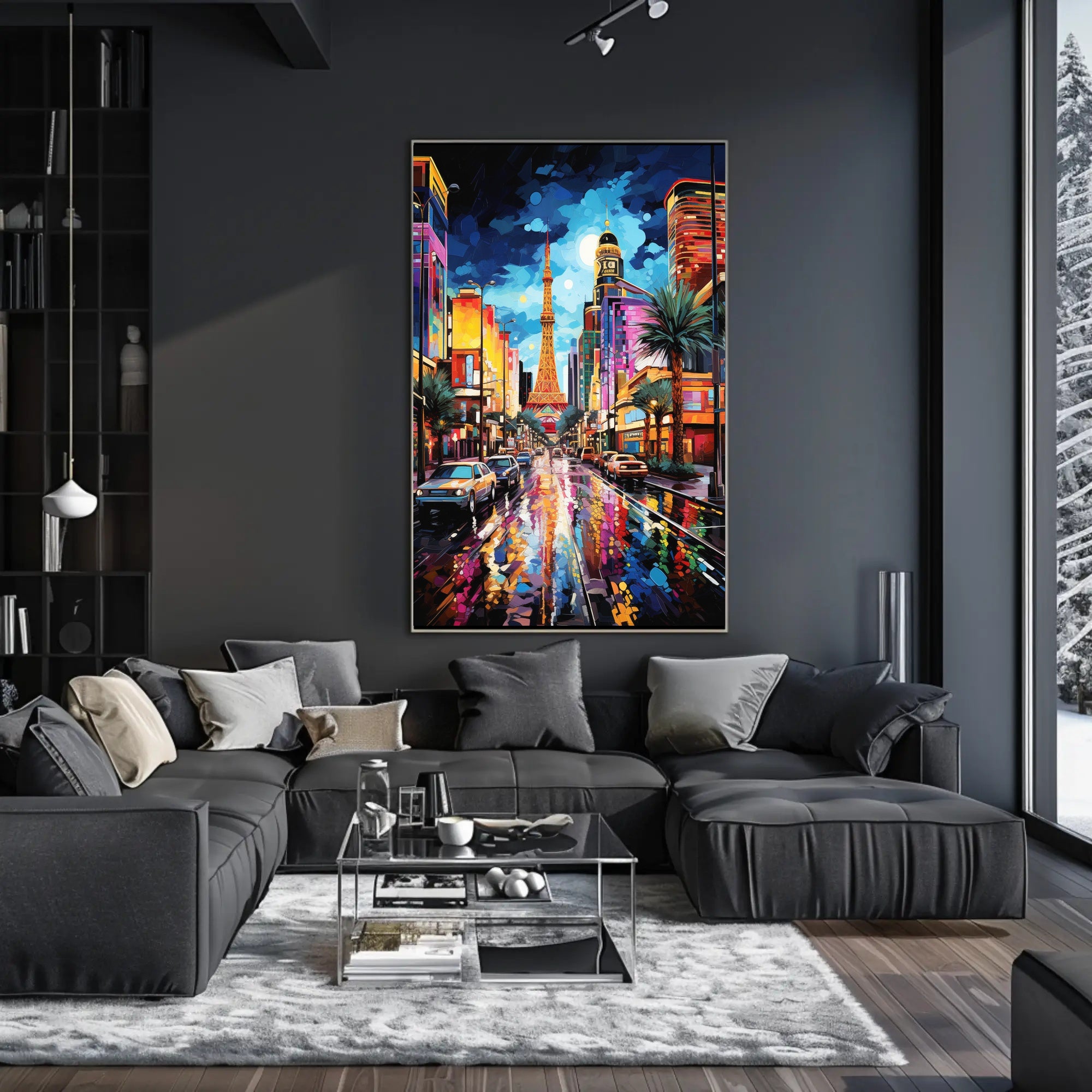 Vibrant Cityscape Nightlife Surreal Parisian Dream Artistic Poster
