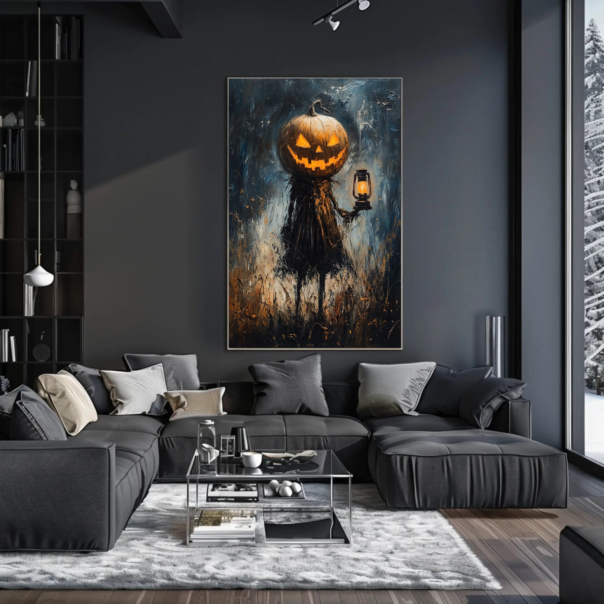 Spooky Scarecrow Halloween Night Artistic Poster