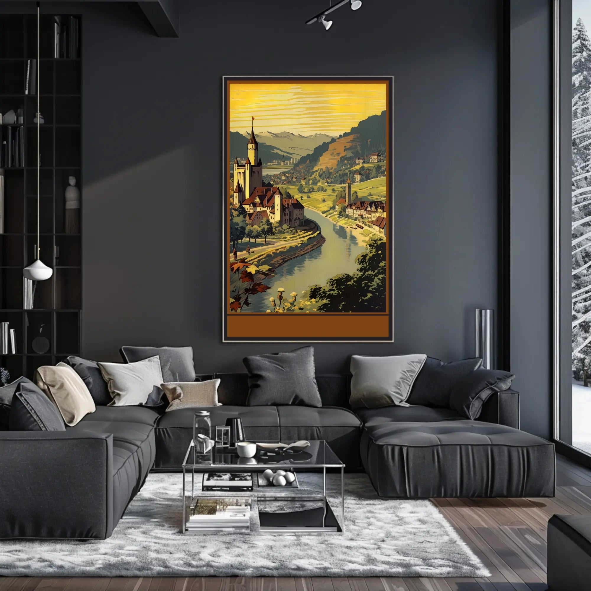 Serene Riverside Castle Poster