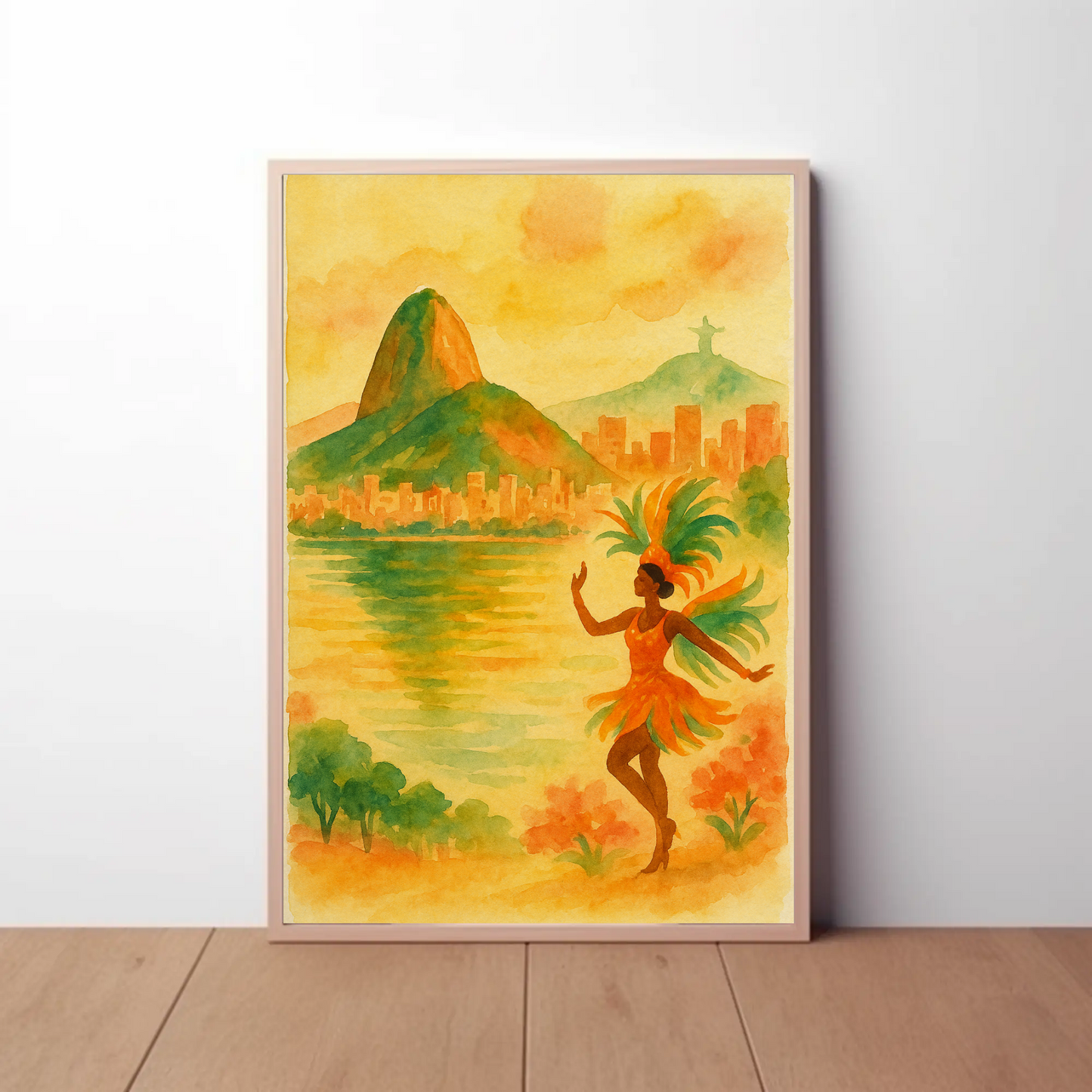 Rio de Janeiro Watercolor Dancer Beach Poster
