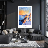 Santorini Sunset Watercolor Illustration Travel Poster PosterGoat