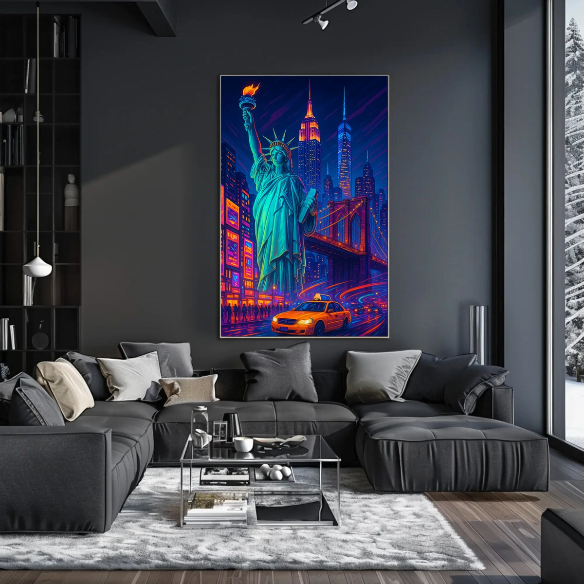New York City Poster Modern Neon Nightlife Wall Art