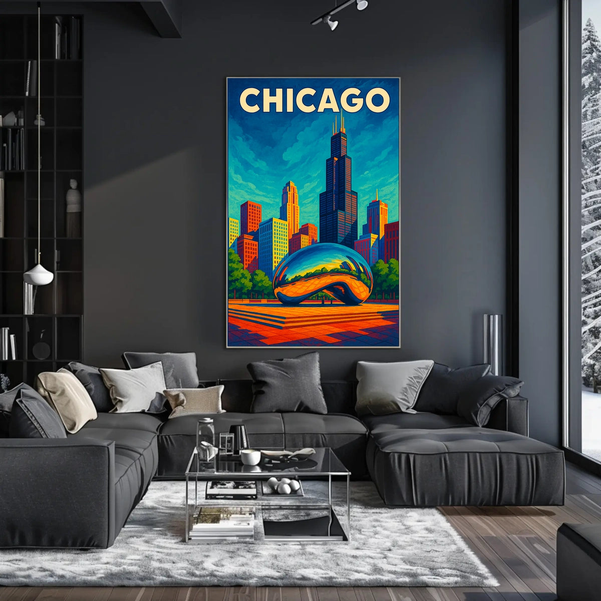 Chicago Skyline And Cloud Gate Poster