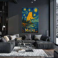 Maine's Starry Night Lighthouse Artistic Poster