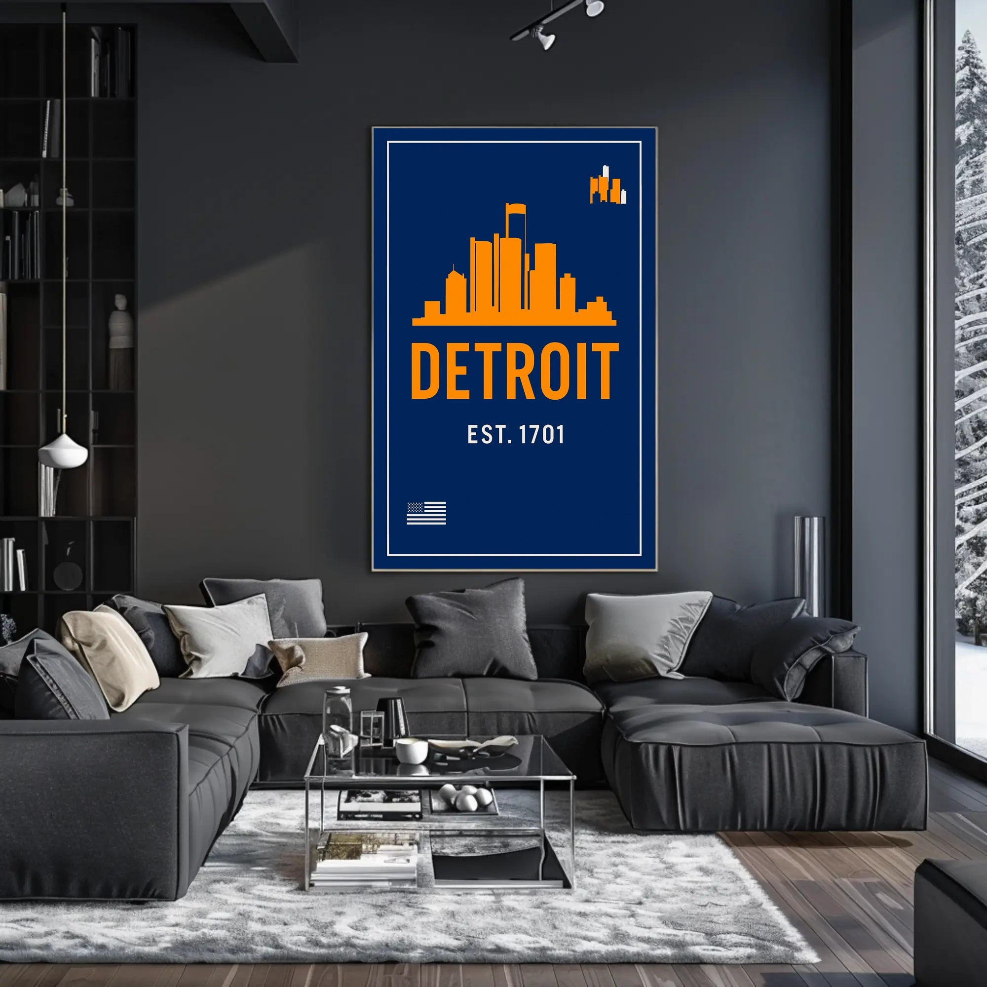 Detroit Skyline Est. 1701 Poster PosterGoat