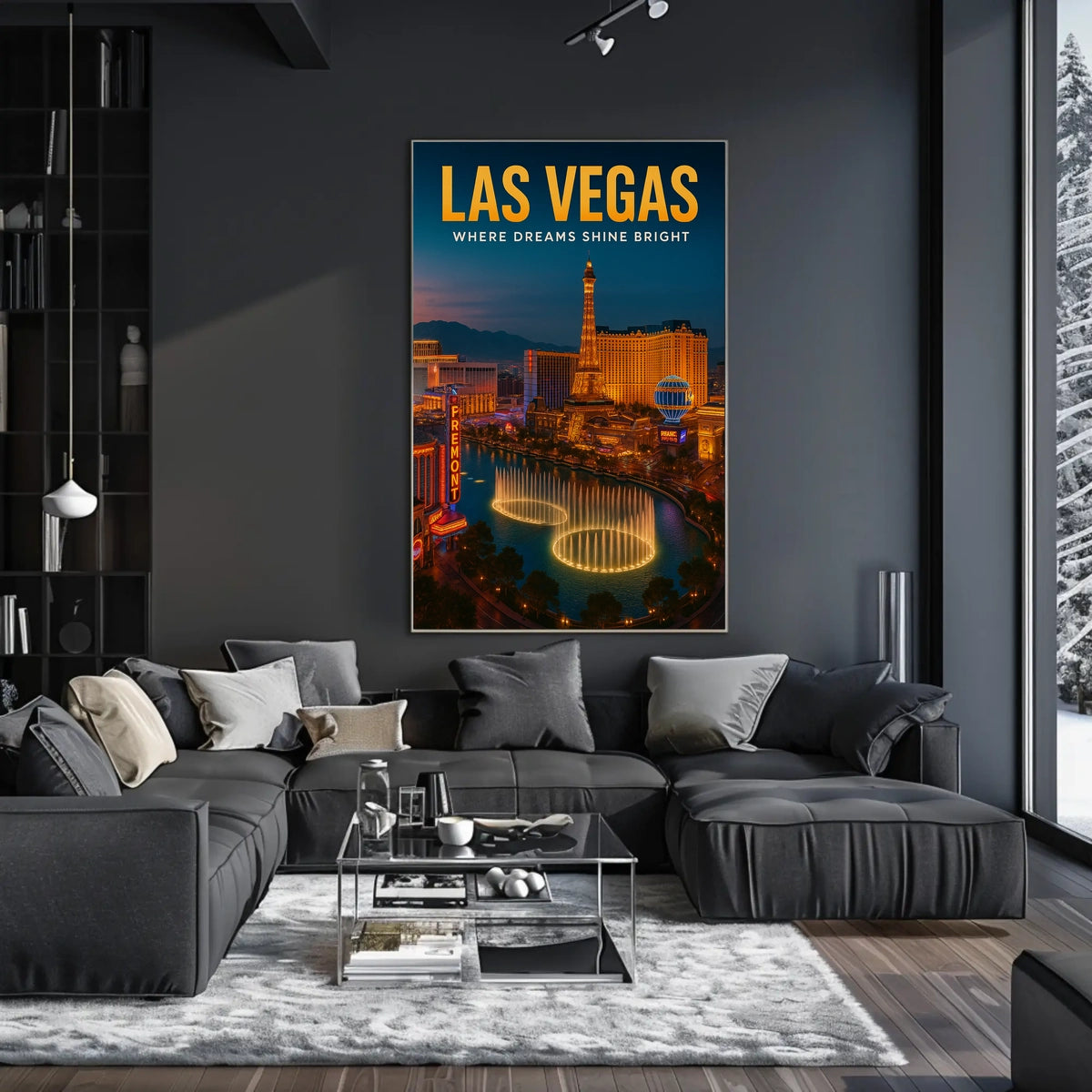 Las Vegas Neon Skyline Poster For Living Room Decor