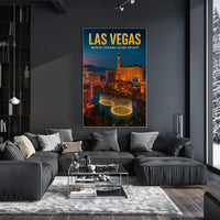 Las Vegas Neon Skyline Poster For Living Room Decor