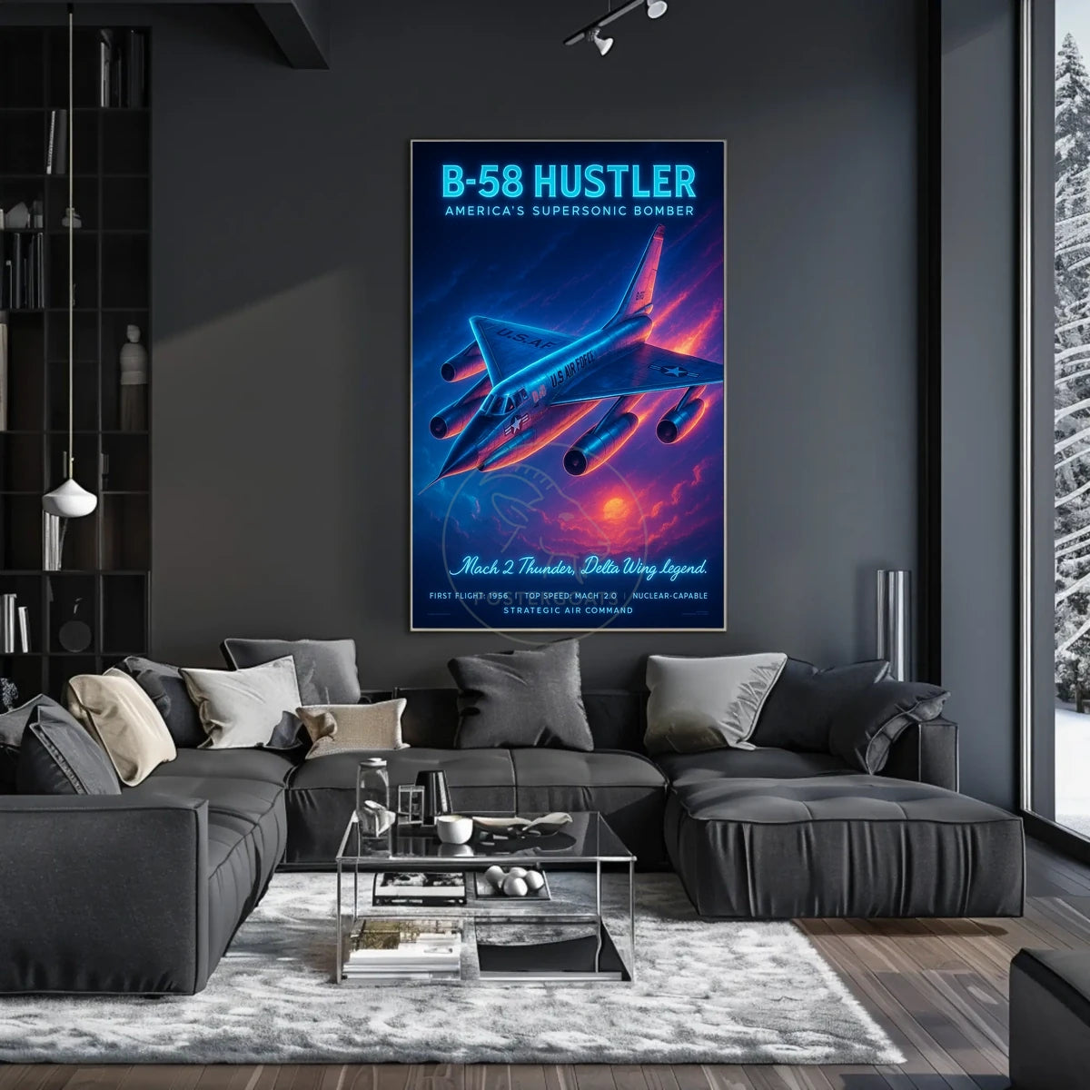 B-58 Hustler Vintage Military Aircraft Art Poster