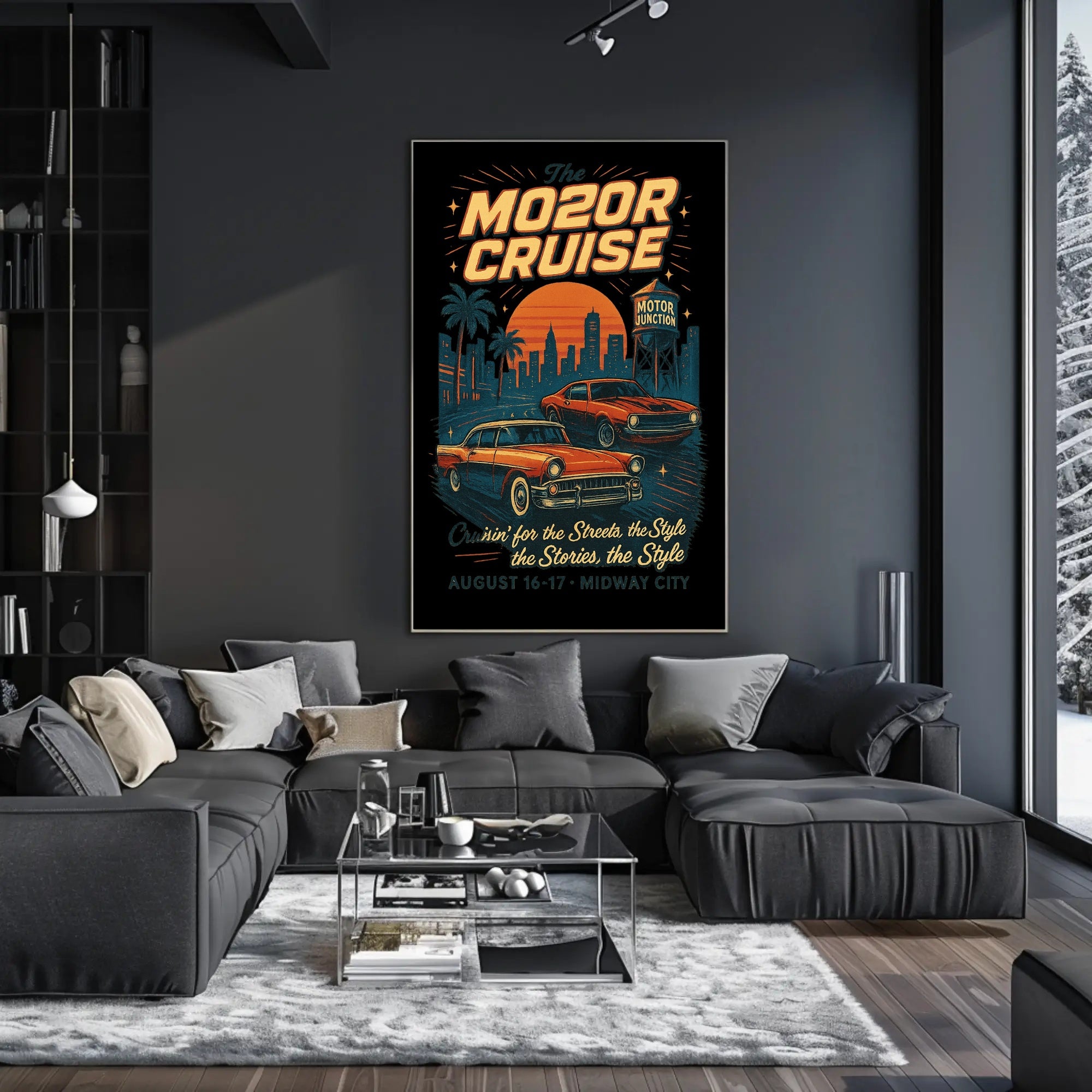 The Motor Cruise Vintage Car Urban or Cityscape Poster