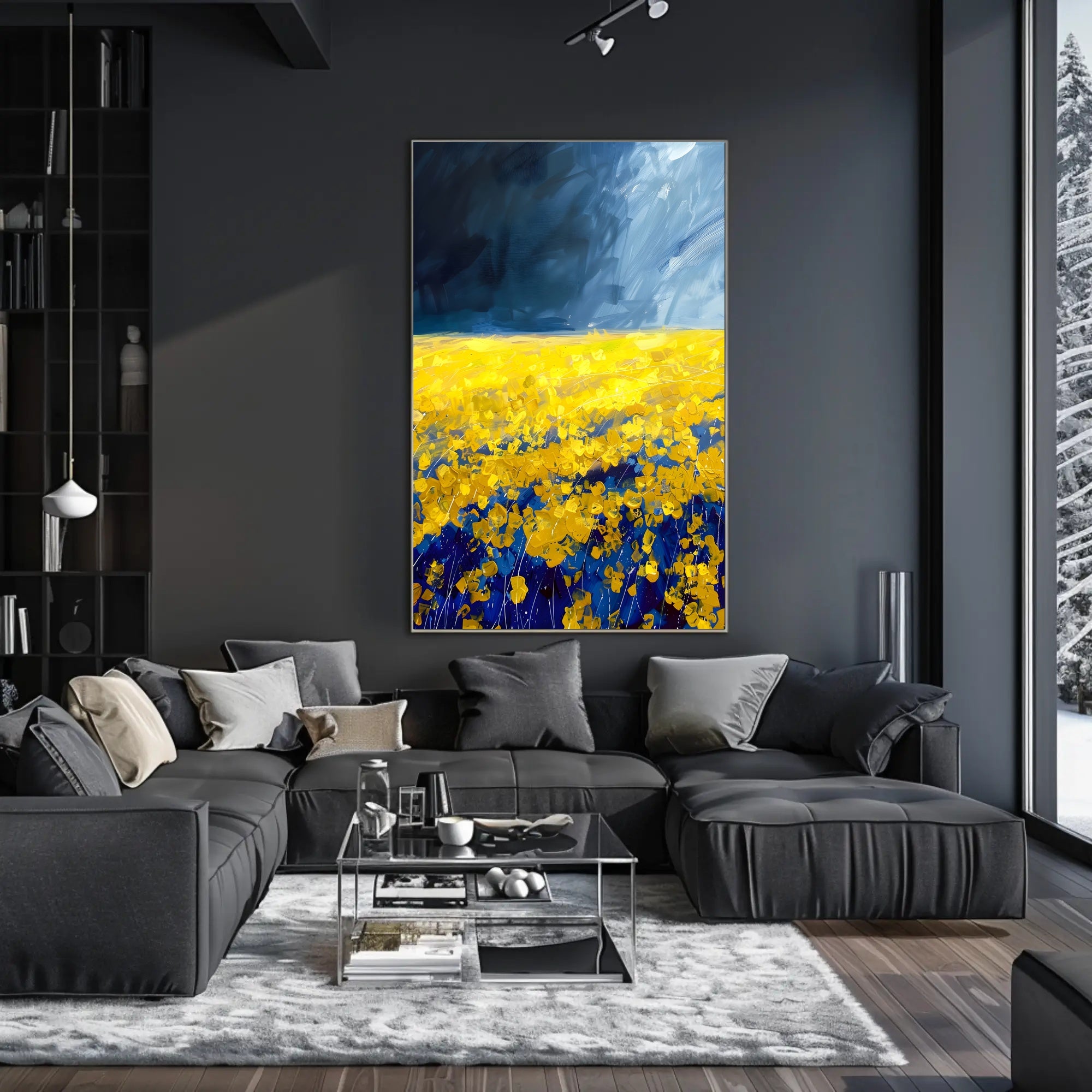 Abstract Landscape Poster Yellow And Blue