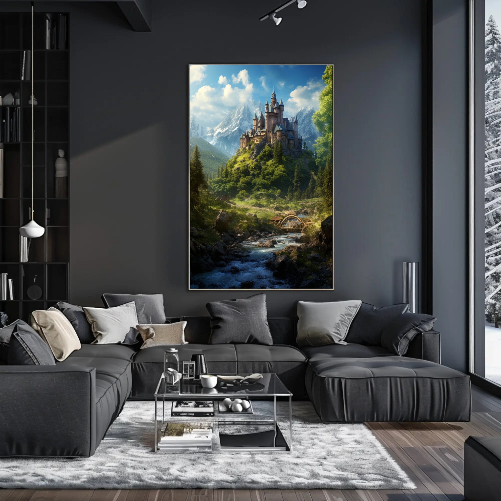 Enchanted Castle In The Mountains Poster PosterGoat