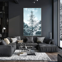 Majestic Winter Tree Against Mountain Landscape Poster