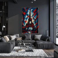 Eiffel Tower Abstract in Vibrant Patriotic Poster